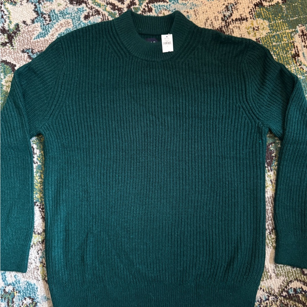 GAP Merino Shaker-Stitch Mockneck Sweater Men’s Large Pine Green